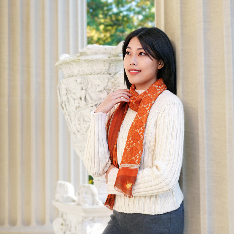Manchurian Elegance Long Scarf Bronze Lifestyle Model | Shen Yun Collections 