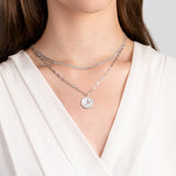 Paperclip Chain Necklace Silver (16’’) And Shen Yun Signature Coin Charm Silver Model | Shen Yun Collections 