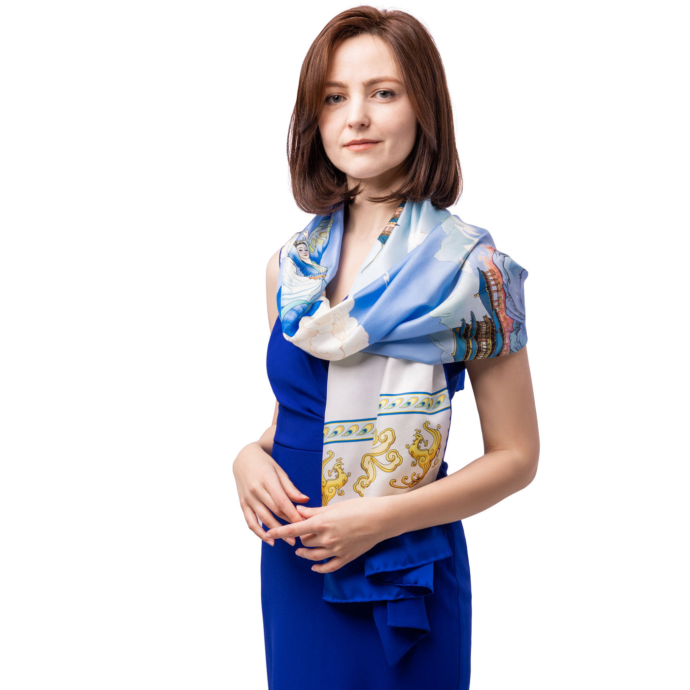 Phoenix of the Sapphire World Long Silk Scarf | Shen Yun Collections