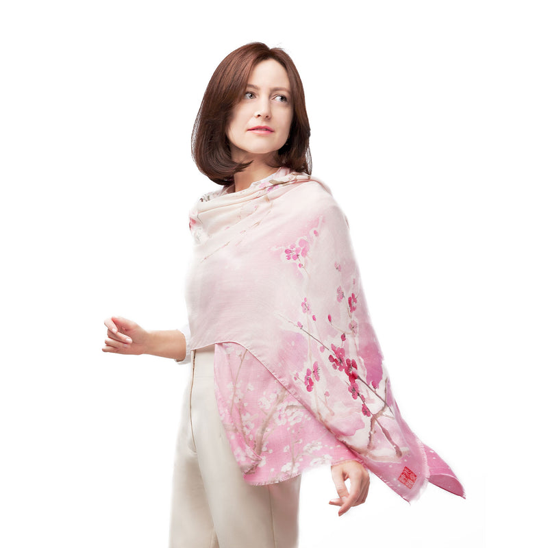 Plum Blossom Scarf Pink Image Model | Shen Yun Collections