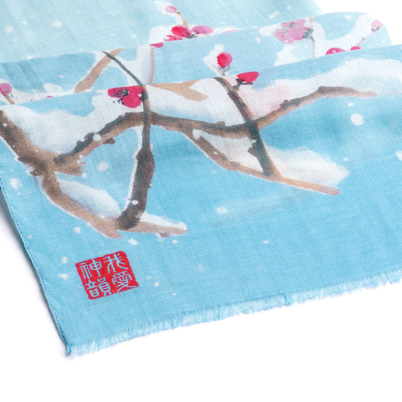 Plum Blossom Scarf Light Blue Image 3 | Shen Yun Shop