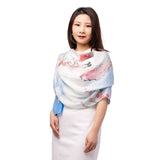 Plum Blossom Scarf Light Blue Model Image | Shen Yun Shop