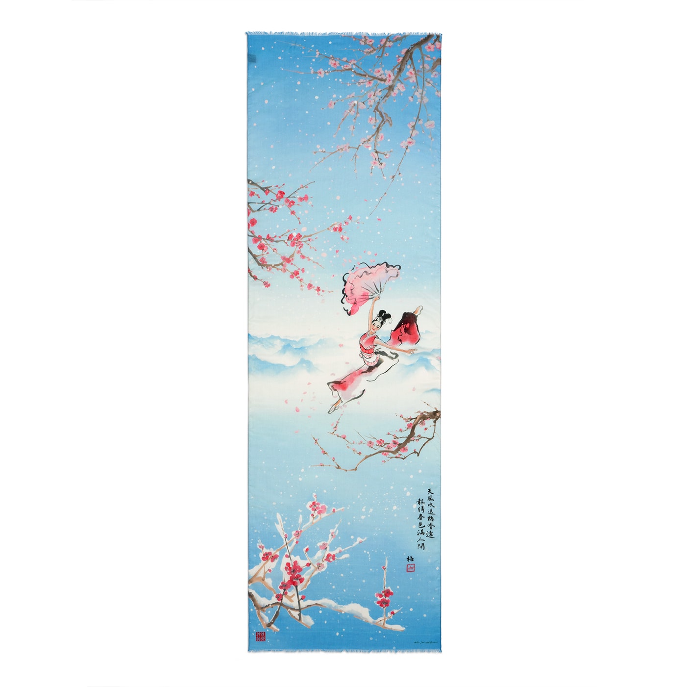 Plum Blossom Scarf Light Blue View 1 | Shen Yun Collections