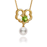 Ruyi Timeless Blessings Fine Jewelry Necklace 18kt Yellow Gold with Tsavorite Side Image | Shen Yun Collections