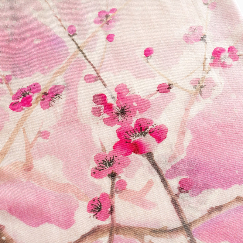 Plum Blossom Scarf Pink Print Details | Shen Yun Collections