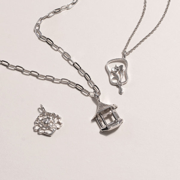 Tang Flower Charm Silver with White Gem Lifestyle | Shen Yun Collections 