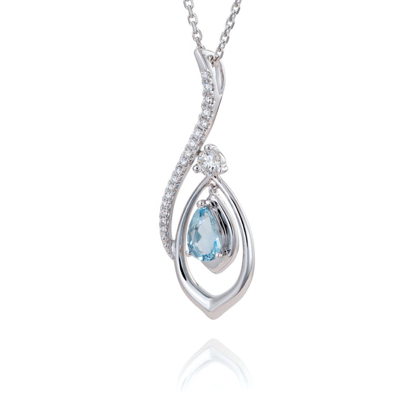The Heavenly Phoenix Necklace 18kt White Gold with Aquamarine