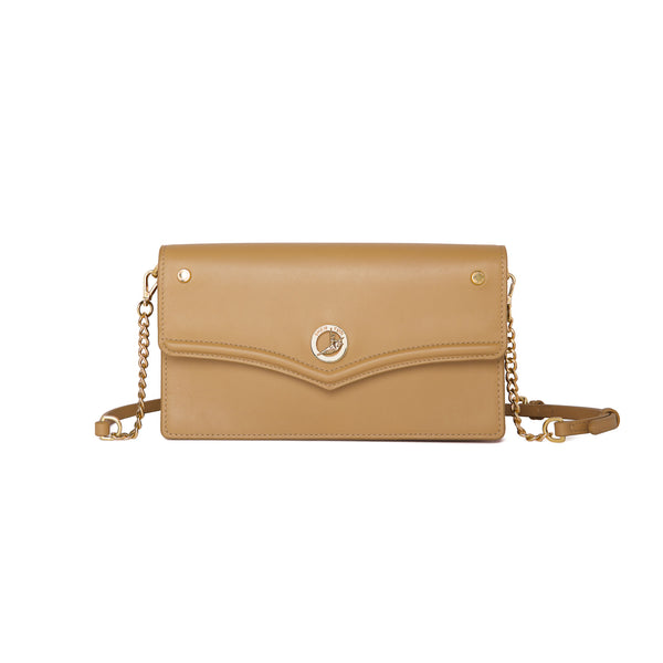 The Spirit of Mulan Crossbody Bag Tan Front View | Shen Yun Shop 