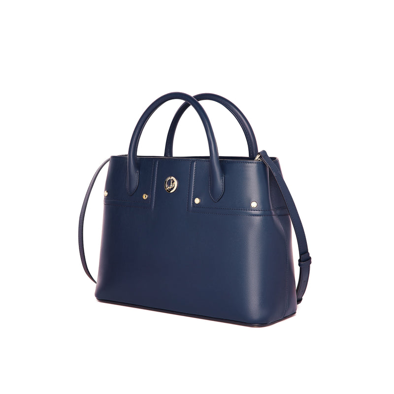 The Spirit of Mulan Small Tote Navy Side View | Shen Yun Shop