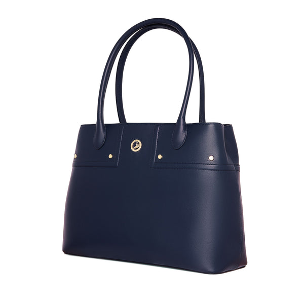 The Spirit of Mulan Tote Bag Navy Side View | Shen Yun Collections