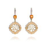 The Tang Elegance Earrings 18kt Yellow Gold with Spessartite Garnet Front View | Shen Yun Shop