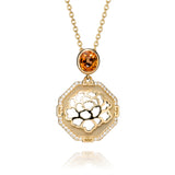 The Tang Elegance Necklace 18kt Yellow Gold with Spessartite Garnet Front View | Shen Yun Shop