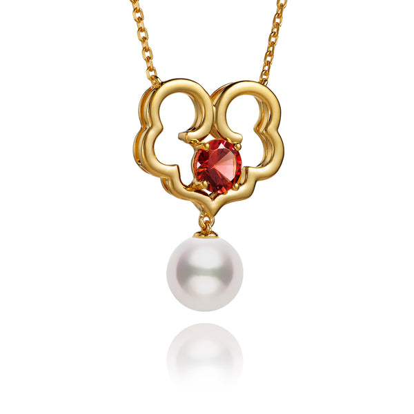 The Timeless Blessings Fine Jewelry Necklace with Spessartite Garnet Side Image | Shen Yun Collections