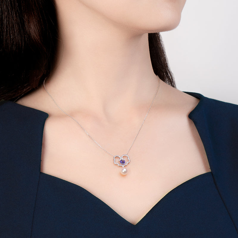 The Timeless Blessings Fine Jewelry Necklace with Tanzanite Model Image | Shen Yun Collections