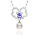 The Timeless Blessings Necklace 18kt White Gold with Tanzanite and Diamond Front Image | Shen Yun Collections 