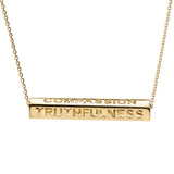 Zhen Shan Ren Elegant Virtues Necklace 14kt Yellow Gold Pendant Closeup Front View | Shen Yun Collections