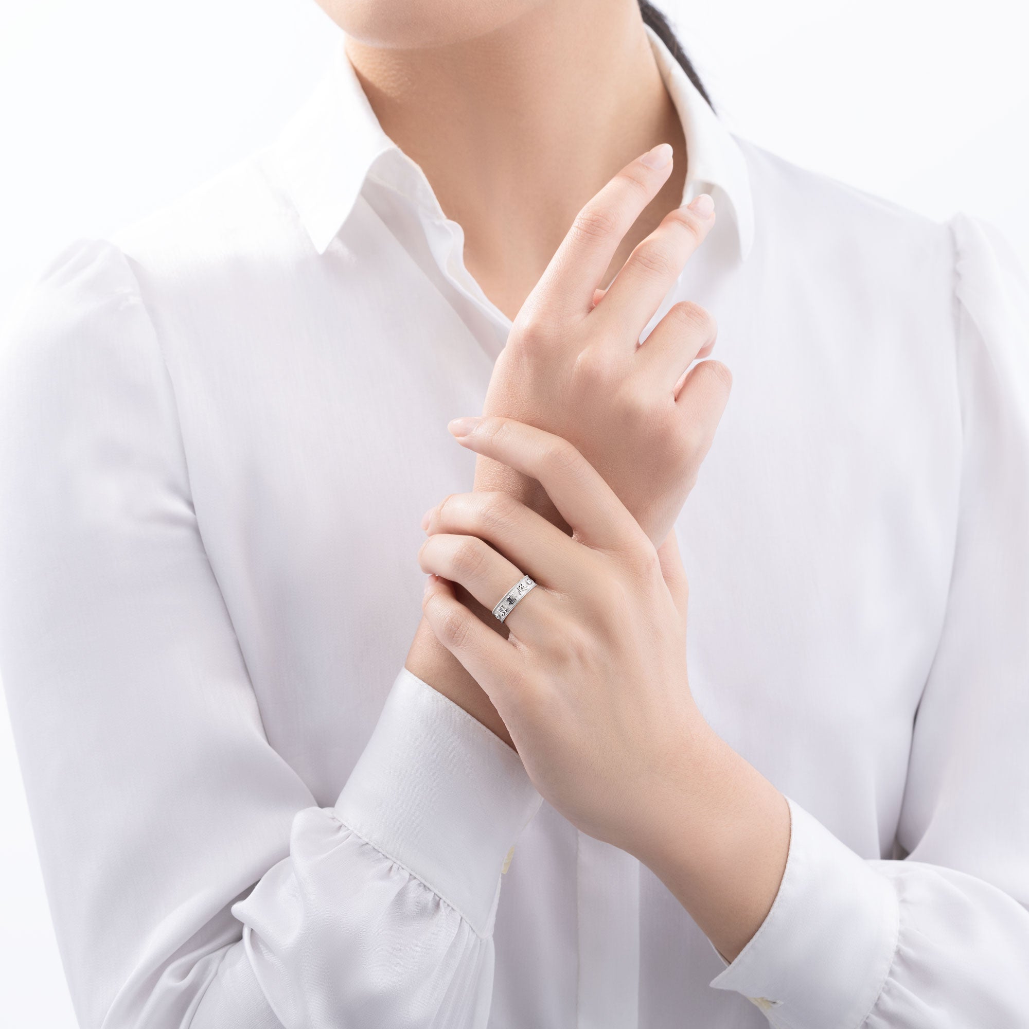 Zhen Shan Ren Timeless Elegance Ring 18kt White Gold, 5mm wide | Shen ...