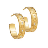 Zhen Shan Ren Wondrous Words Earrings Large hoops in Gold Front Image | Shen Yun Collections 