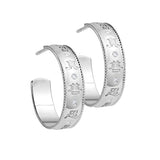 Zhen Shan Ren Wondrous Words Earrings Large hoops in Silver Front Image | Shen Yun Collections 