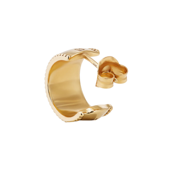 Zhen Shan Ren Wondrous Words Earrings Small hoops in Gold Back Image | Shen Yun Collections 